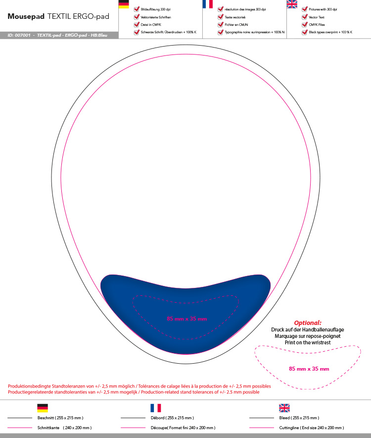 ERGO-pad Memoryfoam textile wristrest blue ERGO-pad Memoryfoam textile wristrest blue